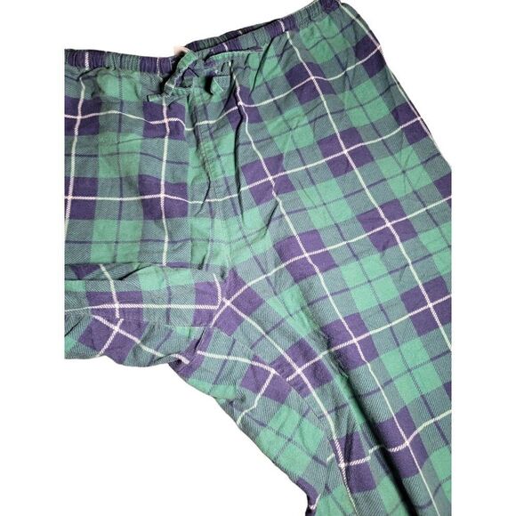 LL BEAN Pants Mens XL Blackwatch Flannel Drawstring Straight Lounge Cotton Green - Picture 5 of 7